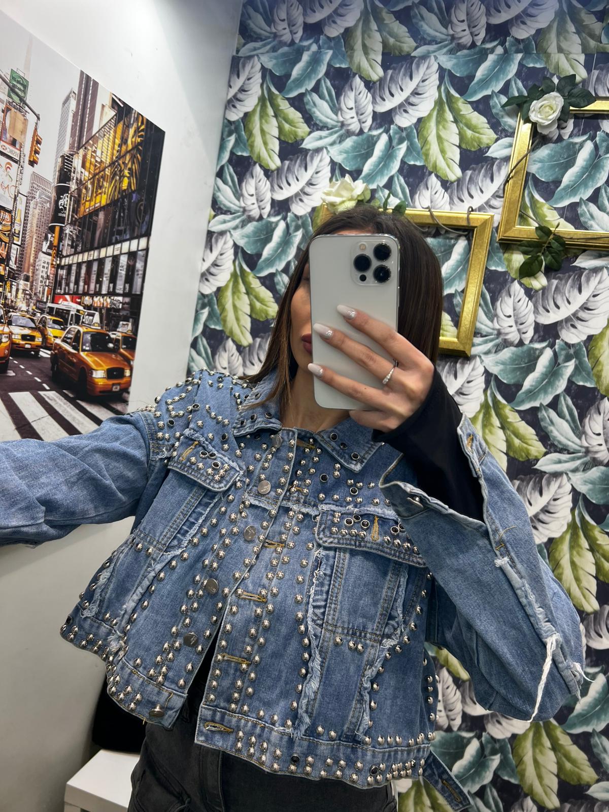 GIUBBINO JEANS CON BORCHIE